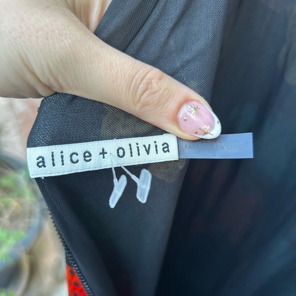 Alice + Olivia Rosaria Butterfly Print Low Back Fitted Maxi Dress in Red - Picture 15 of 16